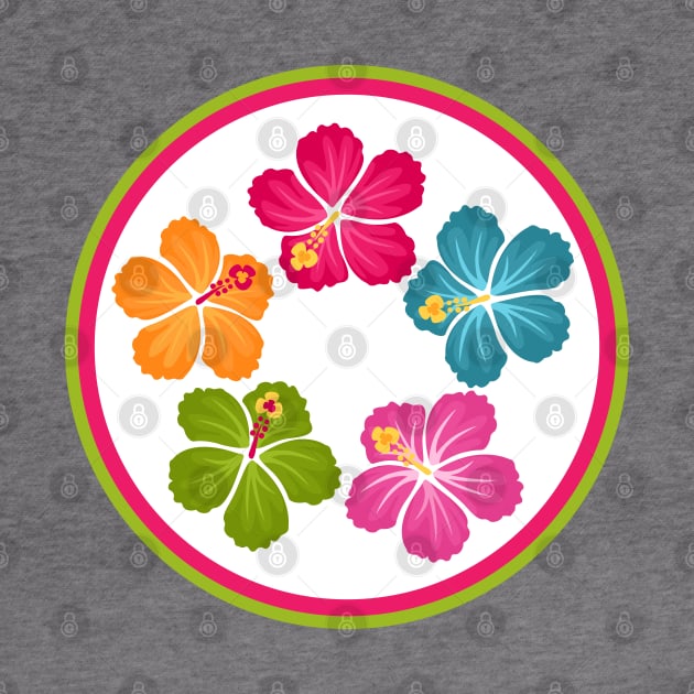 Hand Drawn Hibiscus Flower Wreath Emblem by RageRabbit